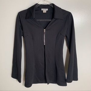 Vintage Renee Lauren | Black 90’s Collared Zipper Crop Top